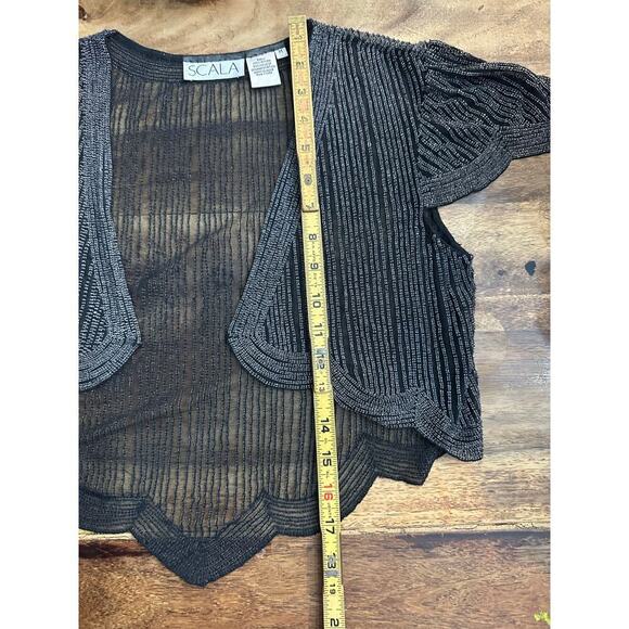 Vintage Scala Black beaded Open Front Sheer Size Medium - Picture 8 of 9